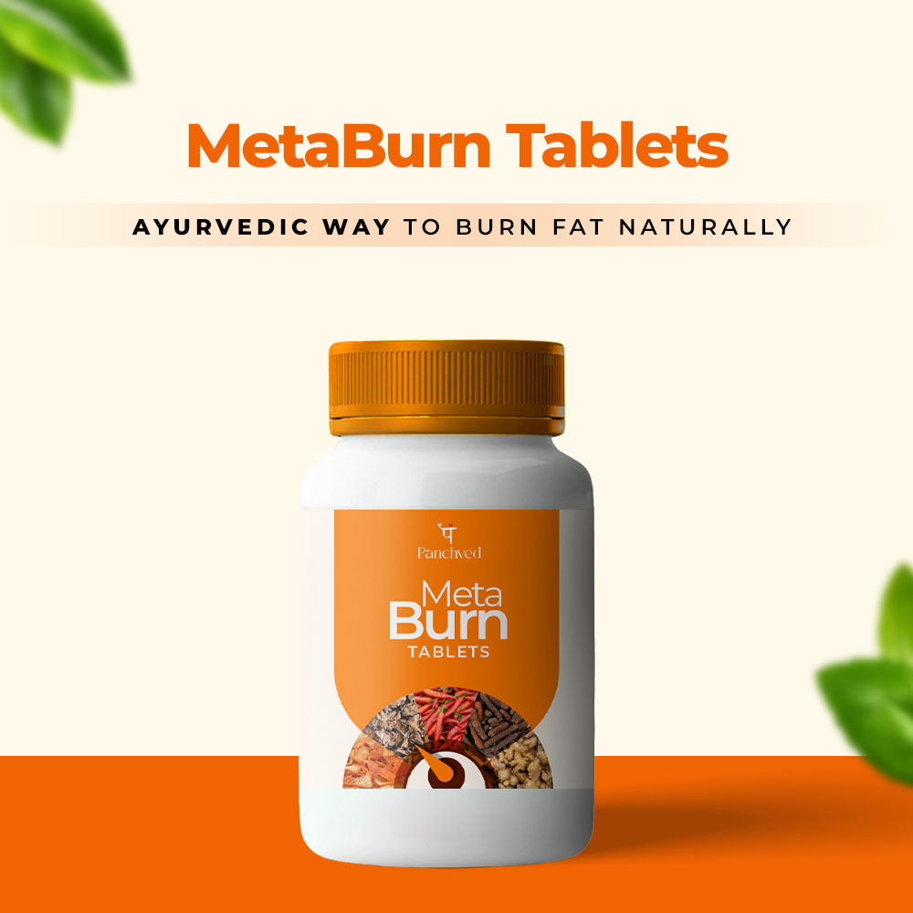 Panchved MetaBurn Tablets | Ayurvedic Fat Burner for Weight Loss & Energy (60 Tablets)