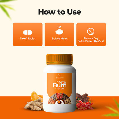 Panchved MetaBurn Tablets | Ayurvedic Fat Burner for Weight Loss & Energy (60 Tablets)